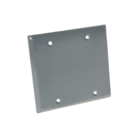 2 GANG METALLIC BLANK WEATHERPROOF OUTLET COVER