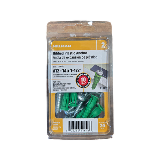 HILLMAN RIBBED PLASTIC ANCHOR SIZE #12