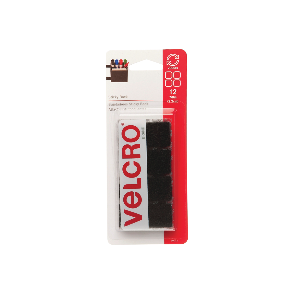 FASTENER VELCRO SQ 7/8IN BLACK