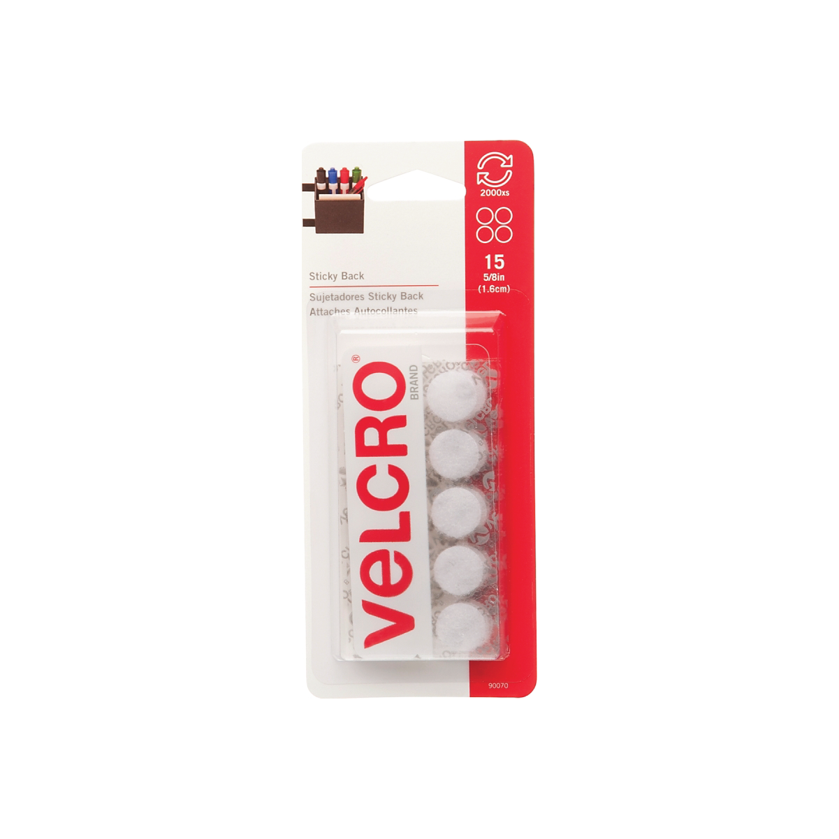 FASTENER VELCRO COIN 5/8IN WHITE